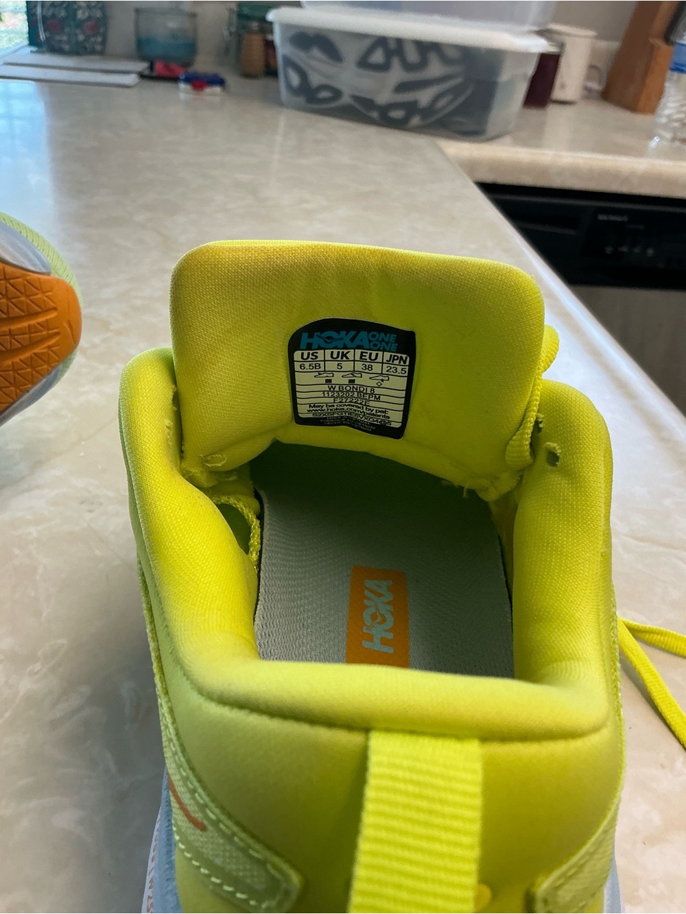 Hoka Neon Yellow Running Shoes Size 6.5 - Picture 5 of 5